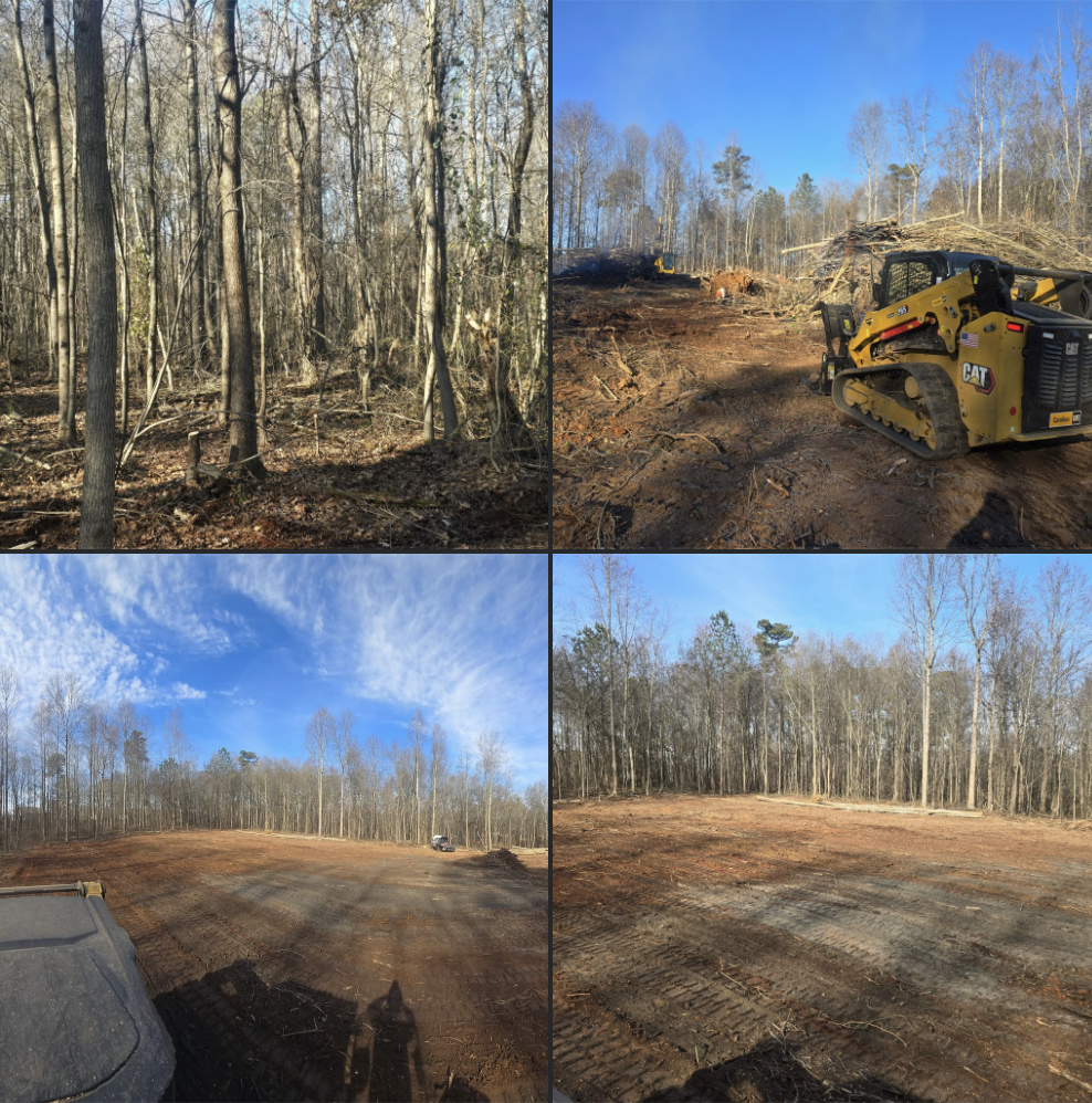 Land clearing project — before and after with CAT skid steer